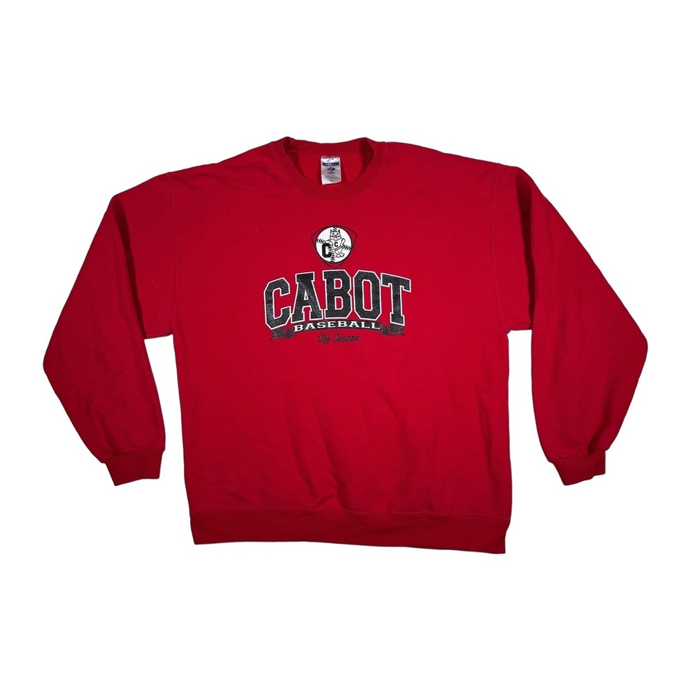 Jerzees Red Cabot Baseball Off‎ Season Sweatshirt Crewneck Large L
